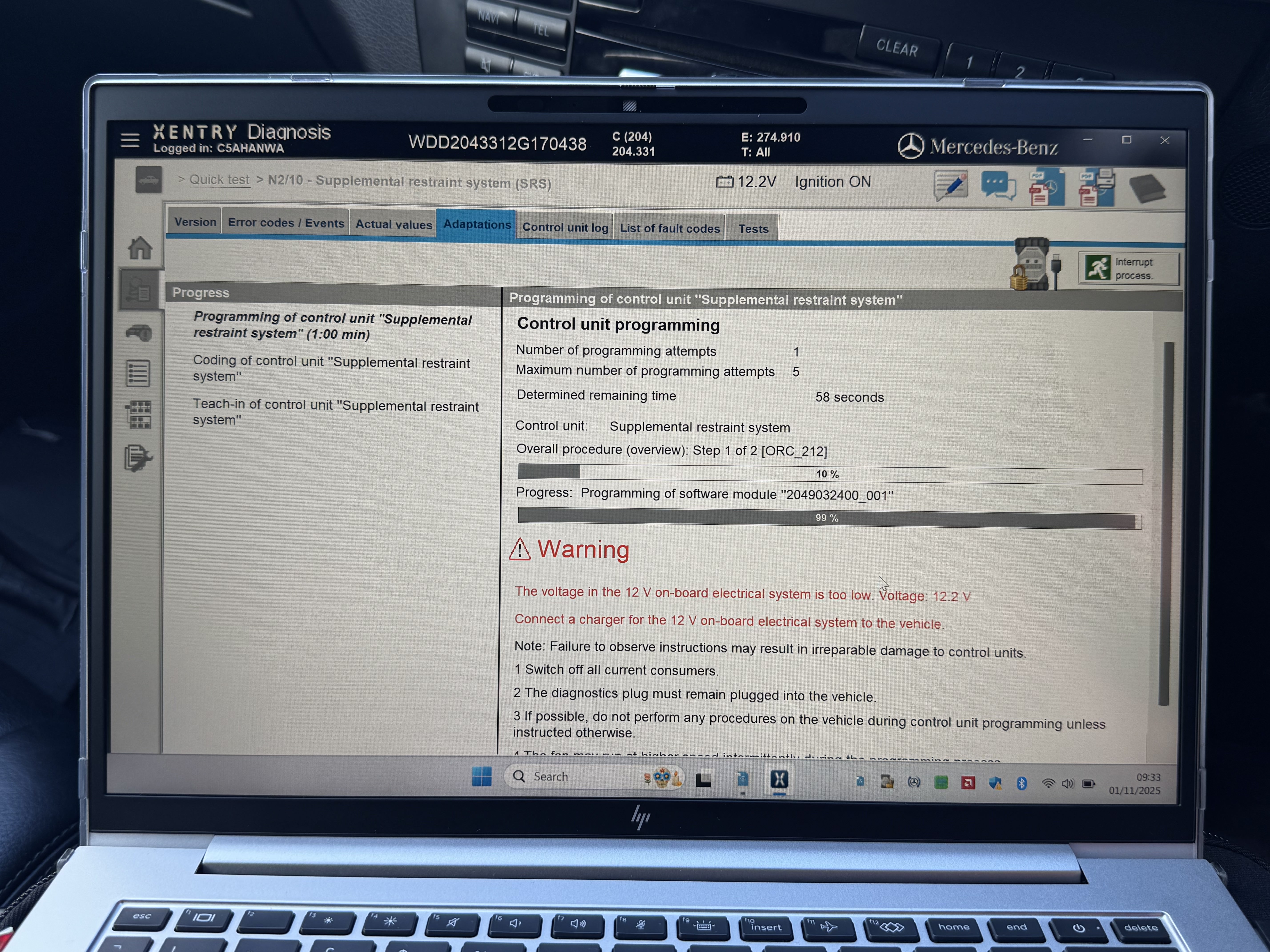 Mercedes Airbag Module — Xentry